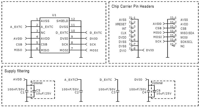 Application Circuit Diagram - Murata SCA3400-D01-PCB Development Board
